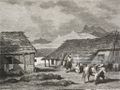Village near Cottigne, Montenegro, life drawing by Theodore Valerio (1819-1879), from Montenegro, by Charles Yriarte (1832-1898).jpg