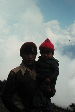Limbu policeman with his son, 1978.jpg