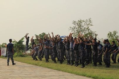 Pokhara police at World Peace Pagoda 1.jpg