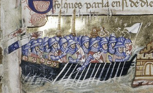 Venezia flotila Crusaders arrive at Constantinople.png
