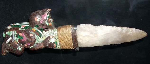 Aztec or Mixtec sacrificial knife, probably for ceremonial use only, in the British Museum.-69-.jpg