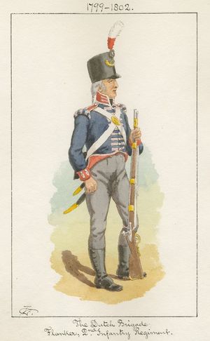 Голландская бригада 1799-1802. Dutch Brigade. Flanker, 2nd Infantry Regiment.jpg