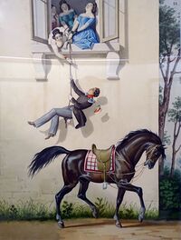 Карл Карлович Гампельн (1794-1880). Девушки и офицер. 1850 г. Бумага, акварель..jpg